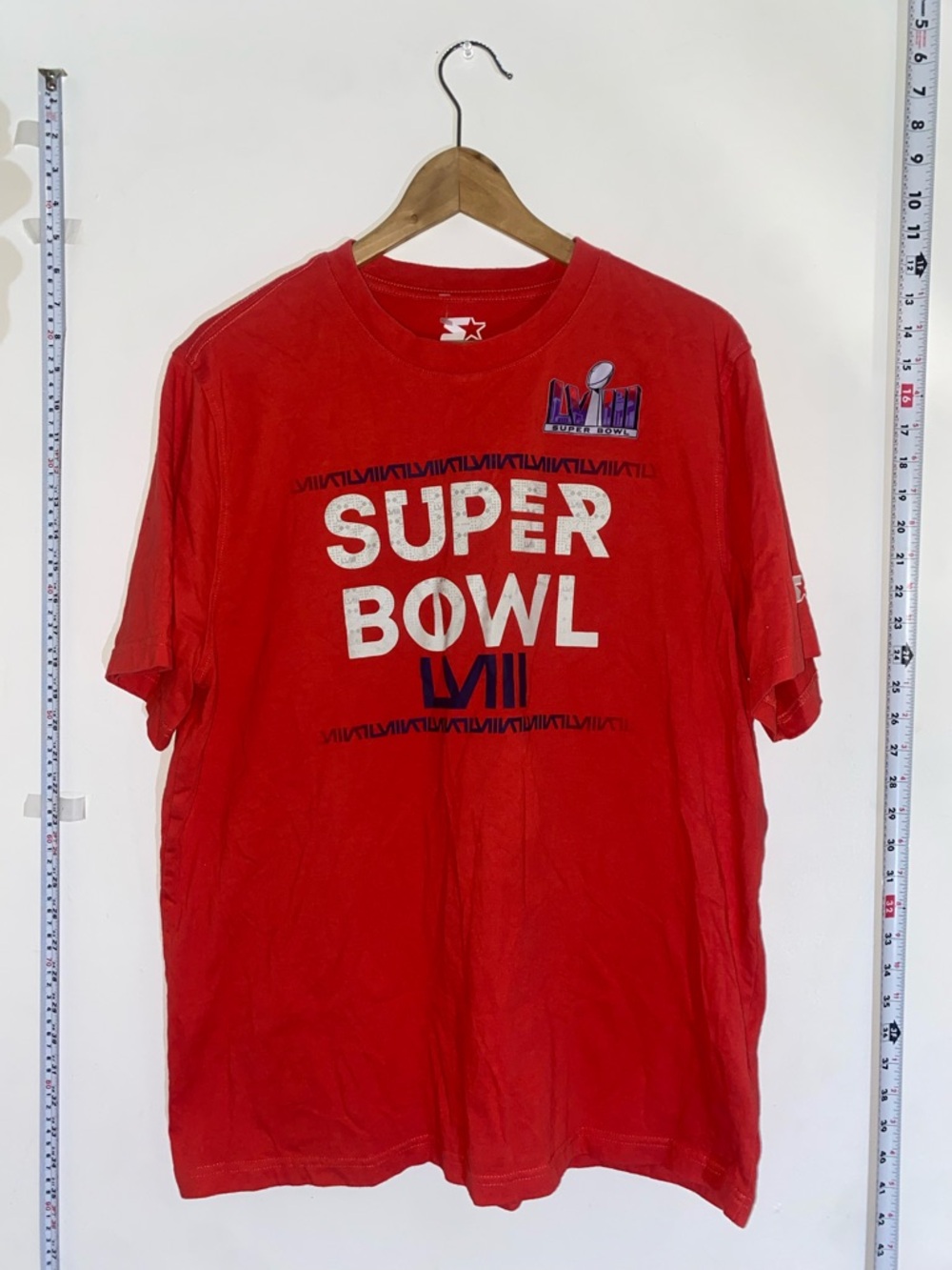 STARTER Red Super Bowl LVIIl Graphic Tee Rare Las Vegas Xl size